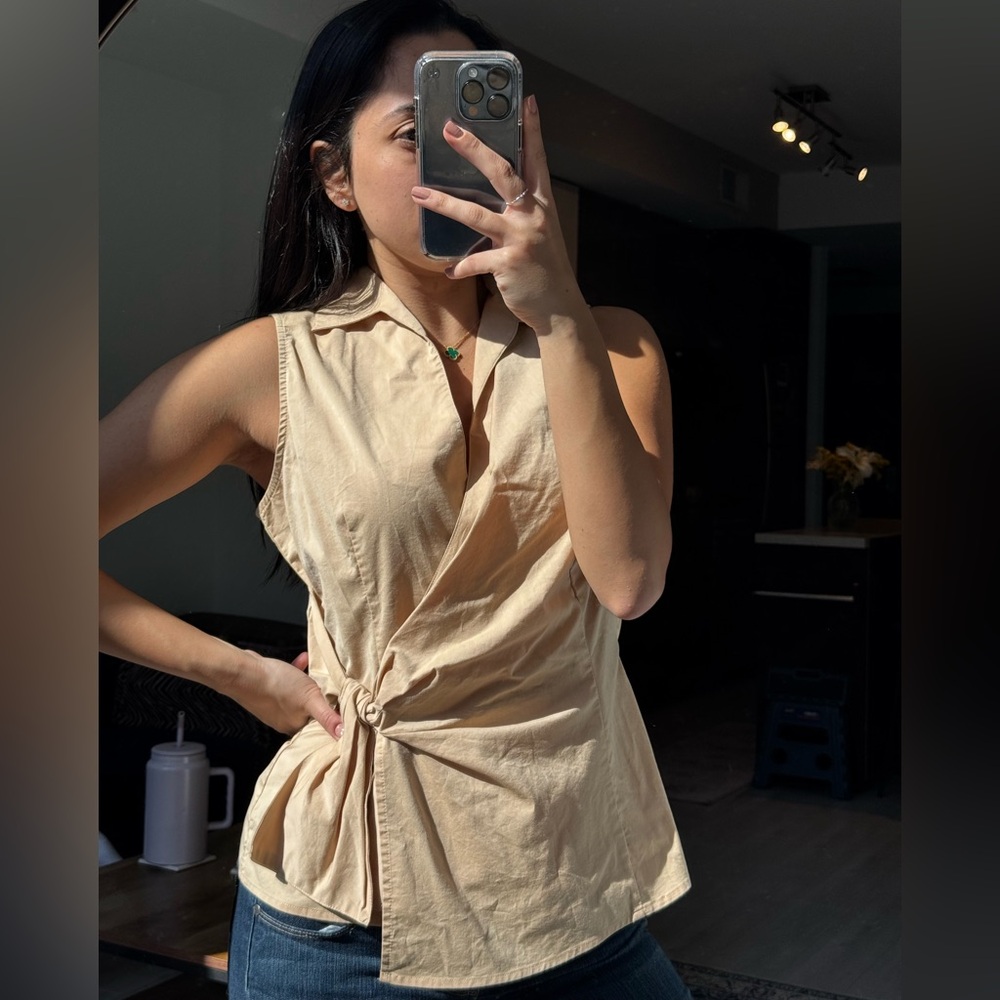 Elegant Tan Wrap Top